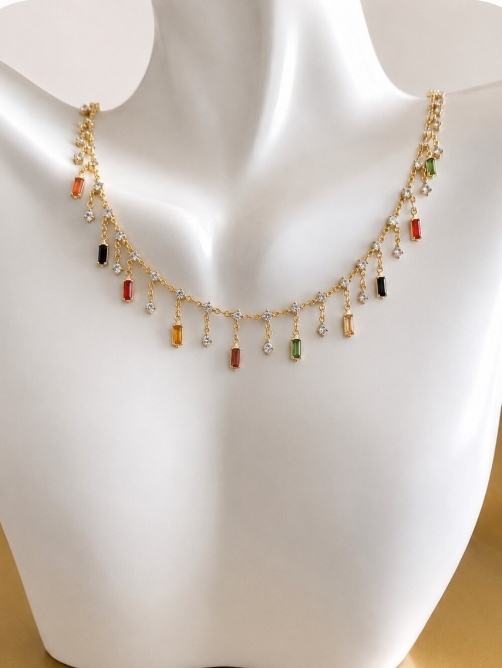 Elegant Gold Multi-Color Dopamine Bar Necklace